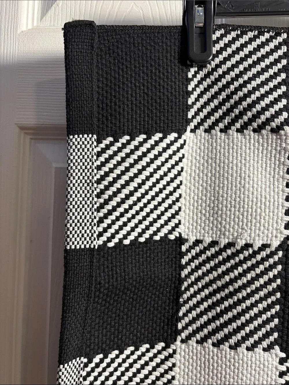 Softer Charm Black White Checker Cotton Indoor Outdoor Rug Door Mat  2’4” x 3’7”